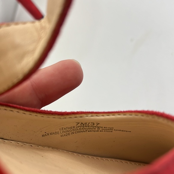 Jessica Simpson Red Strappy High Heels Stiletto Shoes Pumps Suede Leather Ankle - Picture 14 of 15